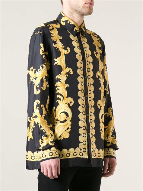 versace long sleeve shirt black|Versace button down shirts.